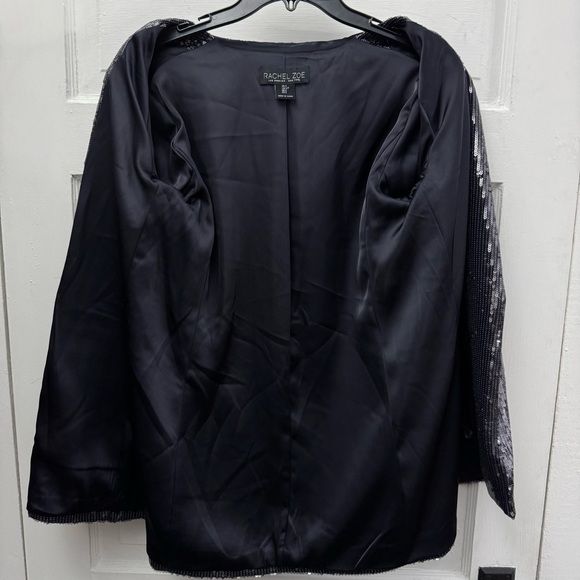 Rachel Zoe Womens S Black Sequin Blazer Glam Party Evening Jacket - Picture 4 of 7